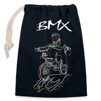 bmx - Sac cadeau en coton avec cordon (14 x 20 cm) - bleu marine - Devant