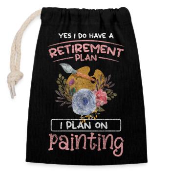 Peintre Artisan Toile de chantier - Sac cadeau en coton avec cordon (14 x 20 cm) - noir - Devant