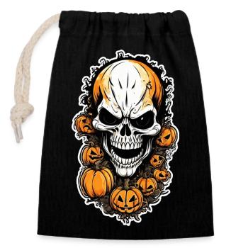Halloween-Totenkopf und Monster - Verschließbarer Geschenkbeutel aus Baumwolle (14x20cm) - Schwarz - Vorne