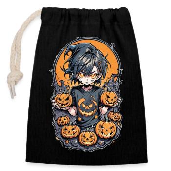 Halloween - Monster und Hexen Manga - Verschließbarer Geschenkbeutel aus Baumwolle (14x20cm) - Schwarz - Vorne
