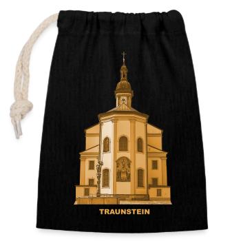 Traunstein Parish Church Chiemgau Upper Bavaria - Closable cotton gift bag (14x20cm) - black - Front