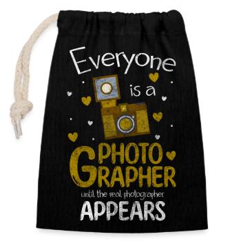 Photographer Picture Pictures - Closable cotton gift bag (14x20cm) - black - Front