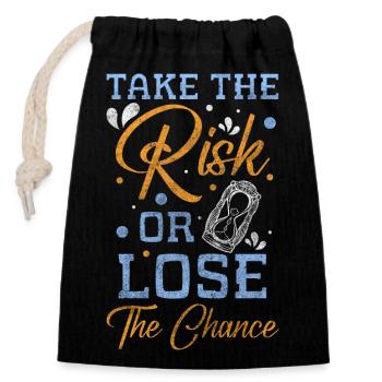 Time Glass - Closable cotton gift bag (14x20cm) - black - Front