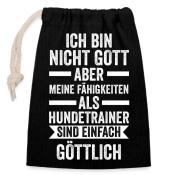 Hundetraining Hund Hundeschule Hundetrainer - Verschließbarer Geschenkbeutel aus Baumwolle (14x20cm) - Schwarz - Vorne