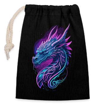 Electric dragon - Verschließbarer Geschenkbeutel aus Baumwolle (14x20cm) - Schwarz - Vorne