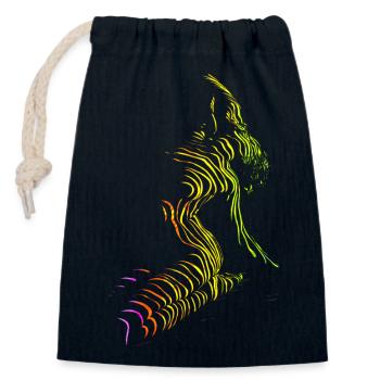 Beautiful female paint art zebra colorful woman - Closable cotton gift bag (14x20cm) - navy - Front