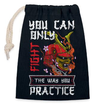 Japan Aikido Katana - Closable cotton gift bag (14x20cm) - navy - Front