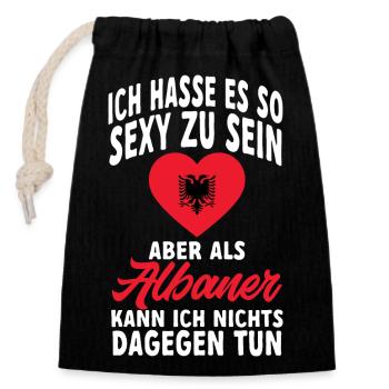 Albanische Flagge Albanischer Adler Shqiponja - Verschließbarer Geschenkbeutel aus Baumwolle (14x20cm) - Schwarz - Vorne
