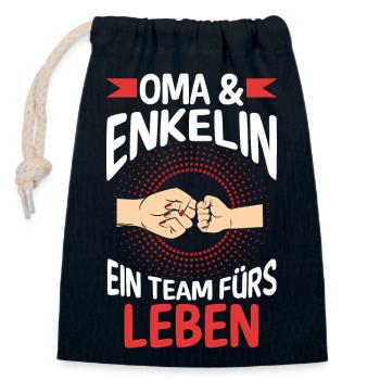 Oma Großmutter und Enkelin - Verschließbarer Geschenkbeutel aus Baumwolle (14x20cm) - Navy - Vorne