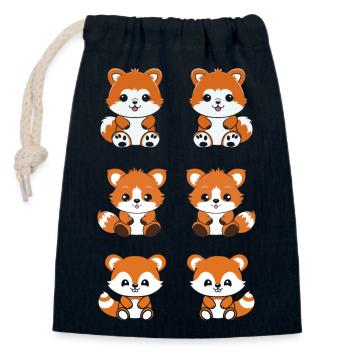 Renard amour Petit panda roux - Sac cadeau en coton avec cordon (14 x 20 cm) - bleu marine - Devant