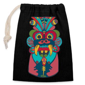 Asian inspired Dragon - Closable cotton gift bag (14x20cm) - black - Front