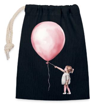 Fille avec cadeau de ballon - Sac cadeau en coton avec cordon (14 x 20 cm) - bleu marine - Devant