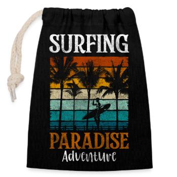 Holiday, Warmth, Sun, Sunset - Closable cotton gift bag (14x20cm) - black - Front