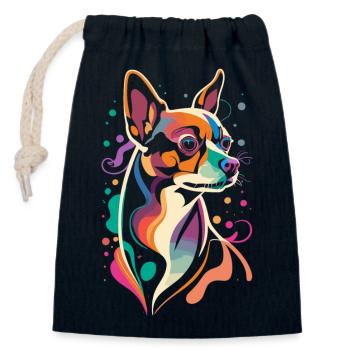 Chihuahua minimalist - Closable cotton gift bag (14x20cm) - navy - Front