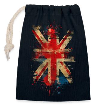 Union Jack - Closable cotton gift bag (14x20cm) - navy - Front