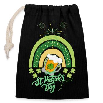 Cheers St. Patricks Day - Verschließbarer Geschenkbeutel aus Baumwolle (14x20cm) - Schwarz - Vorne