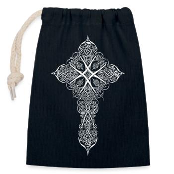 Mandala celtic cross - Closable cotton gift bag (14x20cm) - navy - Front