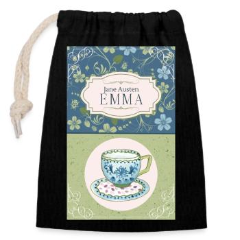 Emma - Jane Austen - Closable cotton gift bag (14x20cm) - black - Front