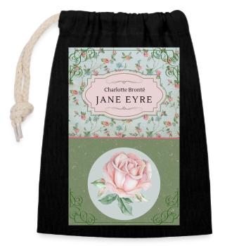 Jane Eyre - Charlotte Bronte - Closable cotton gift bag (14x20cm) - black - Front