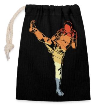 Fille de kickboxing vintage - Sac cadeau en coton avec cordon (14 x 20 cm) - noir - Devant