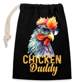 Ein lustiger Chicken Daddy mit der Sonnenbrille - Verschließbarer Geschenkbeutel aus Baumwolle (14x20cm) - Schwarz - Vorne