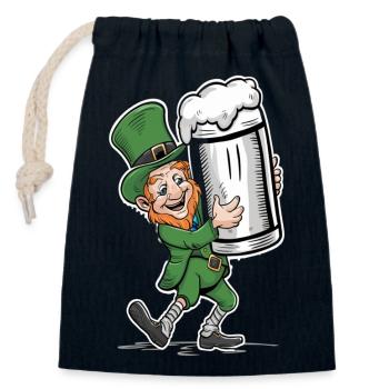 Beer-loving leprechaun (Irish leprechaun) - Closable cotton gift bag (14x20cm) - navy - Front