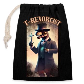 T-REXORCIST - Closable cotton gift bag (14x20cm) - black - Front
