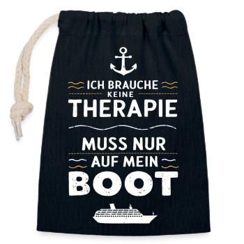 Ich Muss Nur Auf Mein Boot für einen - Verschließbarer Geschenkbeutel aus Baumwolle (14x20cm) - Navy - Vorne