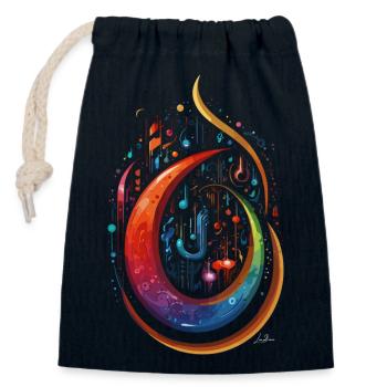 Œuvre musicale abstraite - Sac cadeau en coton avec cordon (14 x 20 cm) - bleu marine - Devant
