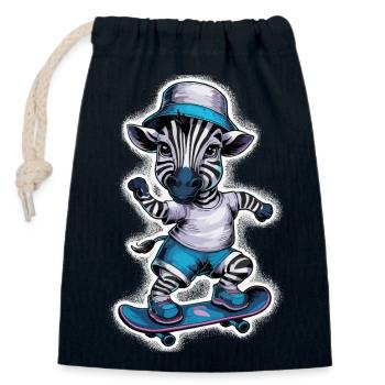 Zebra auf Skateboard Skater Skateboarding für - Verschließbarer Geschenkbeutel aus Baumwolle (14x20cm) - Navy - Vorne