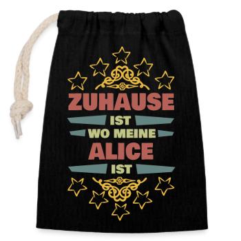 Partenaire de vie Alice - Sac cadeau en coton avec cordon (14 x 20 cm) - noir - Devant