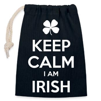 KEEP CALM I AM IRISH Ireland Irland - Verschließbarer Geschenkbeutel aus Baumwolle (14x20cm) - Navy - Vorne