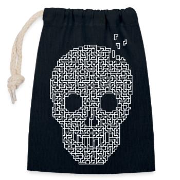 Schädel - Weiße Kontur - Verschließbarer Geschenkbeutel aus Baumwolle (14x20cm) - Navy - Vorne