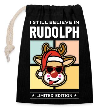 Rudolph - Verschließbarer Geschenkbeutel aus Baumwolle (14x20cm) - Schwarz - Vorne