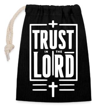 Trust in the Lord - Closable cotton gift bag (14x20cm) - black - Front