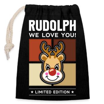 Rudolph - Verschließbarer Geschenkbeutel aus Baumwolle (14x20cm) - Schwarz - Vorne