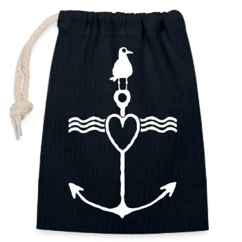 Chemises T-Shirt Seagull | Ancre de chemise - Sac cadeau en coton avec cordon (14 x 20 cm) - bleu marine - Devant