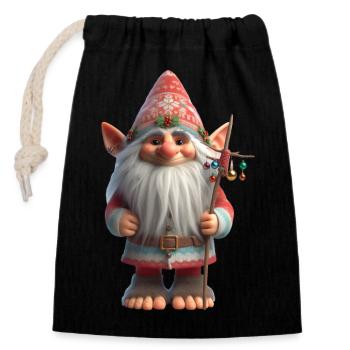 Christmas Troll 1 - Closable cotton gift bag (14x20cm) - black - Front
