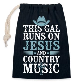 Faith meets country style - Closable cotton gift bag (14x20cm) - navy - Front