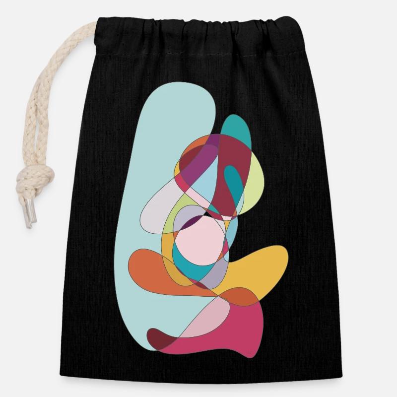 Paint Swirl Abstrait - Sac cadeau en coton avec cordon (14 x 20 cm) - noir