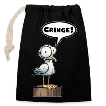 Seagull speech bubble embarrassment - Closable cotton gift bag (14x20cm) - black - Front