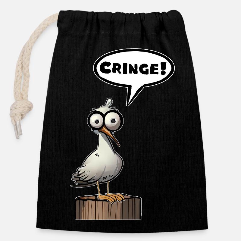 Mouette embarrasser - Sac cadeau en coton avec cordon (14 x 20 cm) - noir