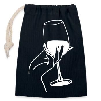 Amateur de vin blanc - Sac cadeau en coton avec cordon (14 x 20 cm) - bleu marine - Devant