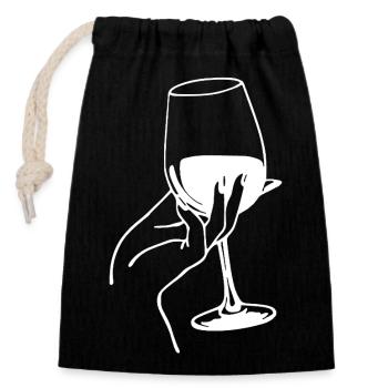 Amateur de vin blanc - Sac cadeau en coton avec cordon (14 x 20 cm) - noir - Devant