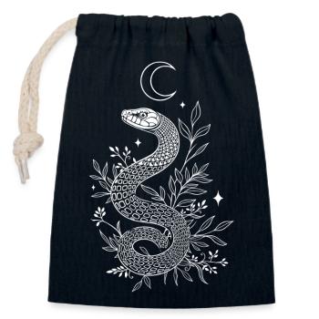 Schlange mit Gräsern und Blättern im Herbst - Verschließbarer Geschenkbeutel aus Baumwolle (14x20cm) - Navy - Vorne