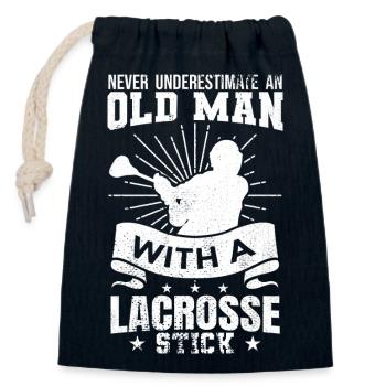 Lacrosse Player Grandpa - Closable cotton gift bag (14x20cm) - navy - Front