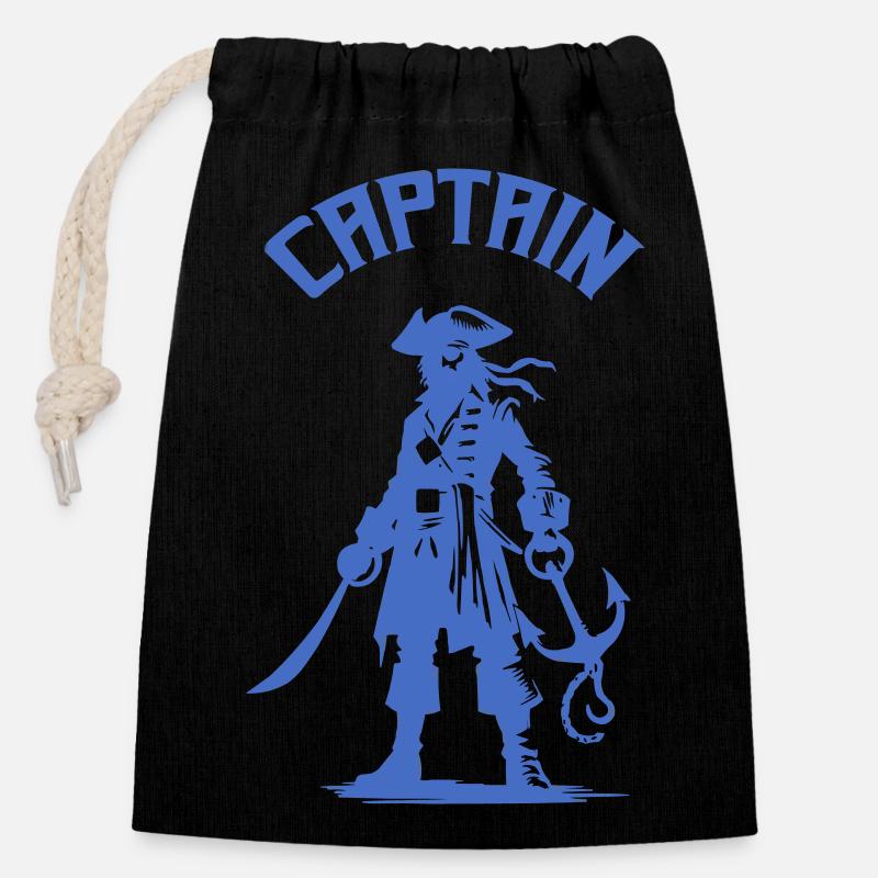 pirat captain - Verschließbarer Geschenkbeutel aus Baumwolle (14x20cm) - Schwarz