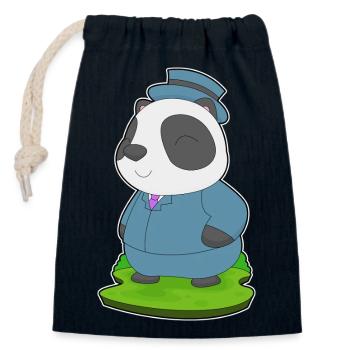Panda Groom Wedding Suit - Closable cotton gift bag (14x20cm) - navy - Front