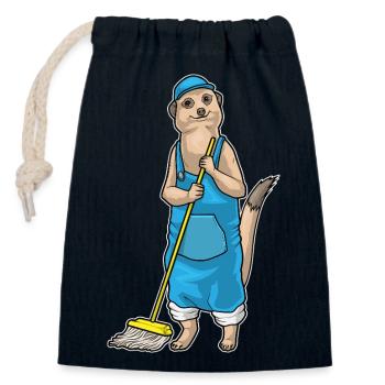 Meerkat Cleaner Mop Mop - Closable cotton gift bag (14x20cm) - navy - Front