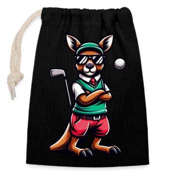 Funny kangaroo golf motif for sports enthusiasts - Closable cotton gift bag (14x20cm) - black - Front